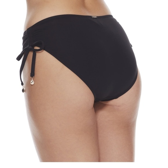 Anne Cole Alex Solid Side Tie Adjustable Bikini Swim Bottom, Black - Picture 6 of 14